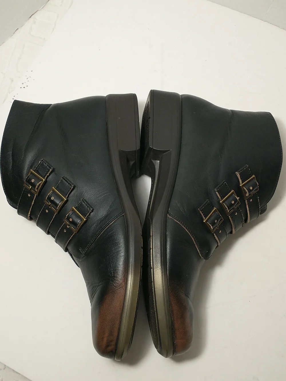 Naot Calima Leather Bootie, Black / Brown, Size 41, US Size 10, Zipper Entry